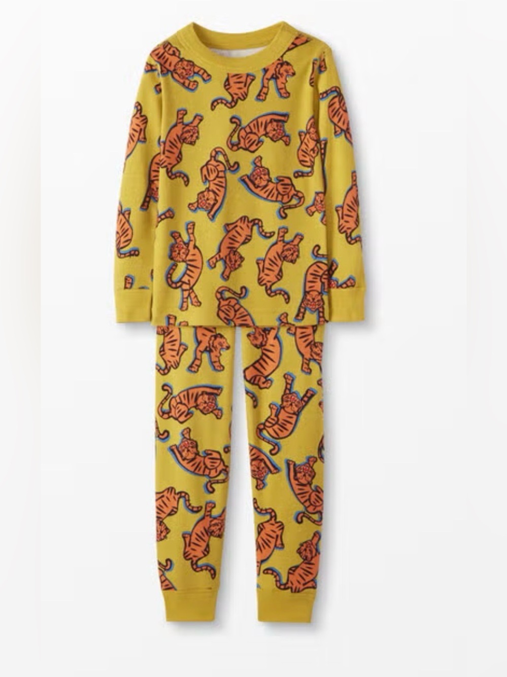 Kids Yellow Tiger Print Pajama Set